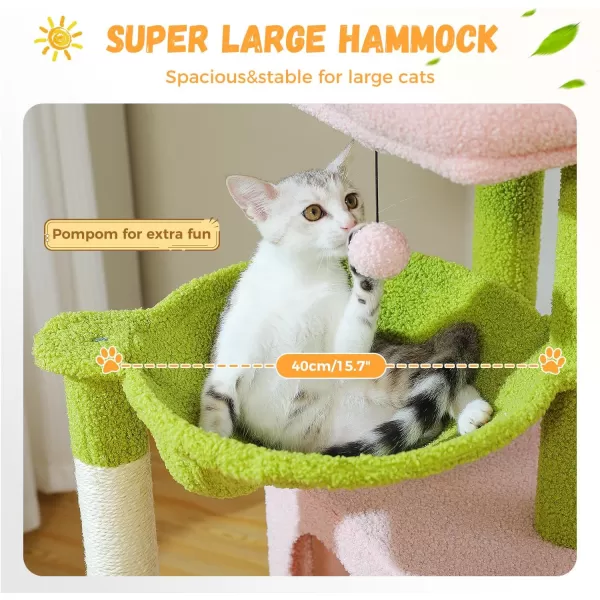 PAWZ Road Cat Tree 30 Inches Cat Tower with Dual Condos for Indoor Cats Plush Cat House with Padded Perch Scratching Ramp and Posts and Replaceable BallsBeigePink