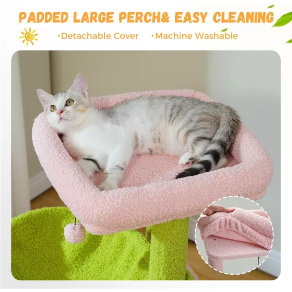 PAWZ Road Cat Tree 30 Inches Cat Tower with Dual Condos for Indoor Cats Plush Cat House with Padded Perch Scratching Ramp and Posts and Replaceable BallsBeigePink