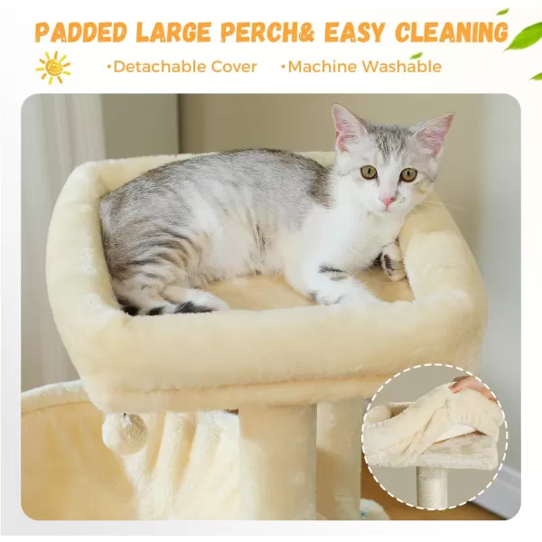 PAWZ Road Cat Tree 30 Inches Cat Tower with Dual Condos for Indoor Cats Plush Cat House with Padded Perch Scratching Ramp and Posts and Replaceable BallsBeigeBeige