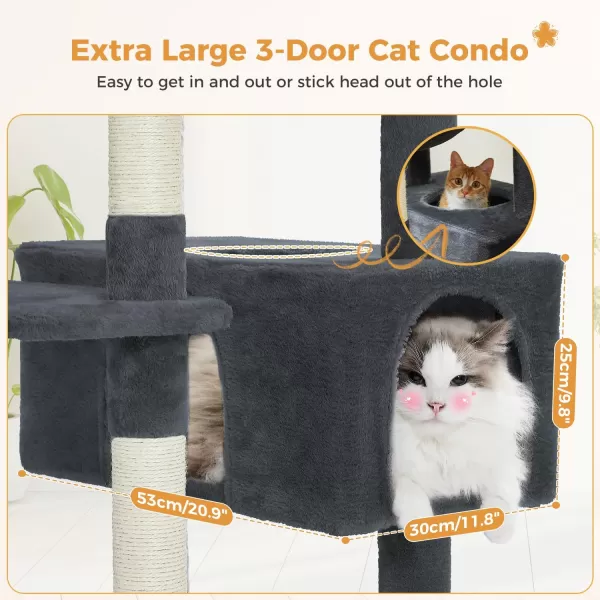 PAWZ Road Cat Tree 535 Inches Tall Cat Tower with Spacious Hammocks Condos and Scratching Posts Cat House with Dual Padded Perches for Indoor Large CatsBeigeDark Gray