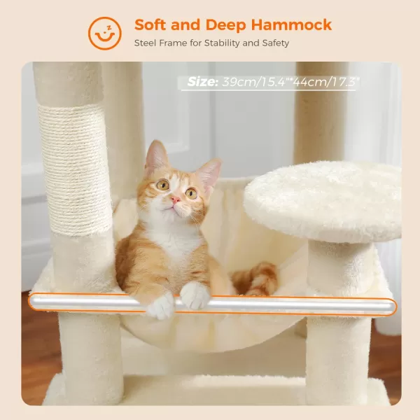 PAWZ Road Cat Tree 535 Inches Tall Cat Tower with Spacious Hammocks Condos and Scratching Posts Cat House with Dual Padded Perches for Indoor Large CatsBeigeBeige