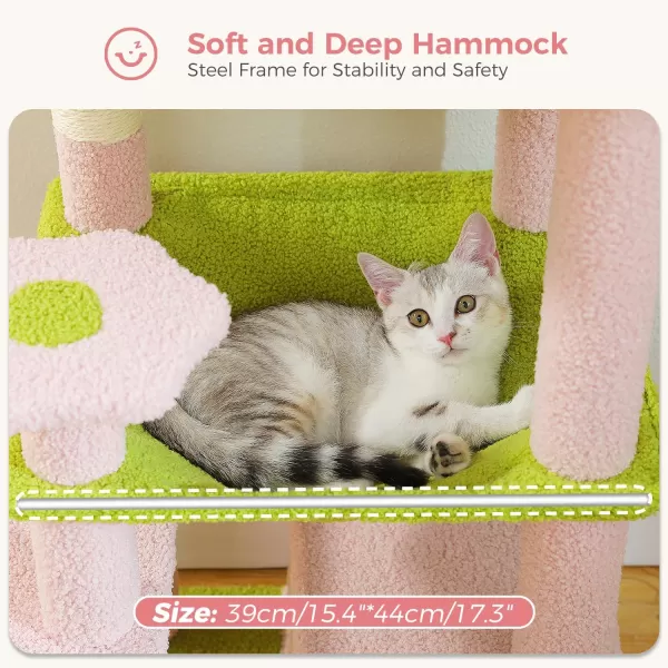 PAWZ Road Cat Tree 535 Inches Tall Cat Tower with Spacious Hammocks Condos and Scratching Posts Cat House with Dual Padded Perches for Indoor Large CatsBeigePink