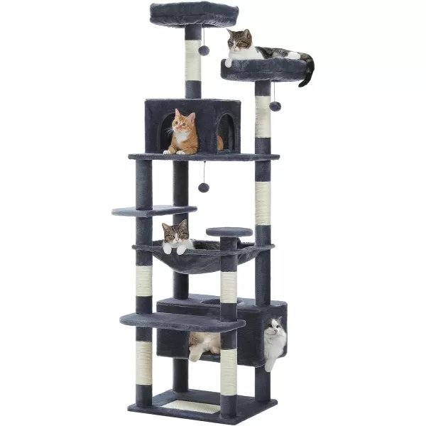 PAWZ Road Cat Tree 535 Inches Tall Cat Tower with Spacious Hammocks Condos and Scratching Posts Cat House with Dual Padded Perches for Indoor Large CatsBeigeDark Gray