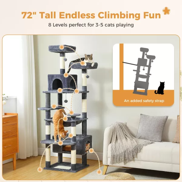 PAWZ Road Cat Tree 535 Inches Tall Cat Tower with Spacious Hammocks Condos and Scratching Posts Cat House with Dual Padded Perches for Indoor Large CatsBeigeDark Gray