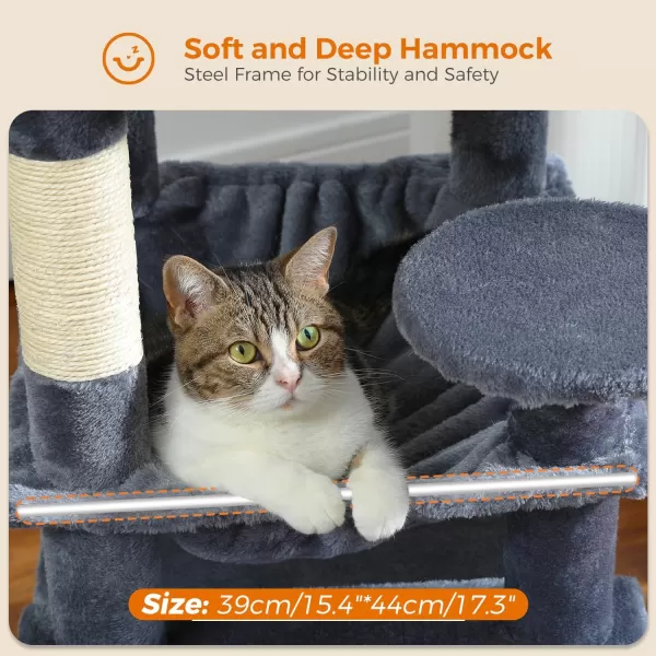 PAWZ Road Cat Tree 535 Inches Tall Cat Tower with Spacious Hammocks Condos and Scratching Posts Cat House with Dual Padded Perches for Indoor Large CatsBeigeDark Gray