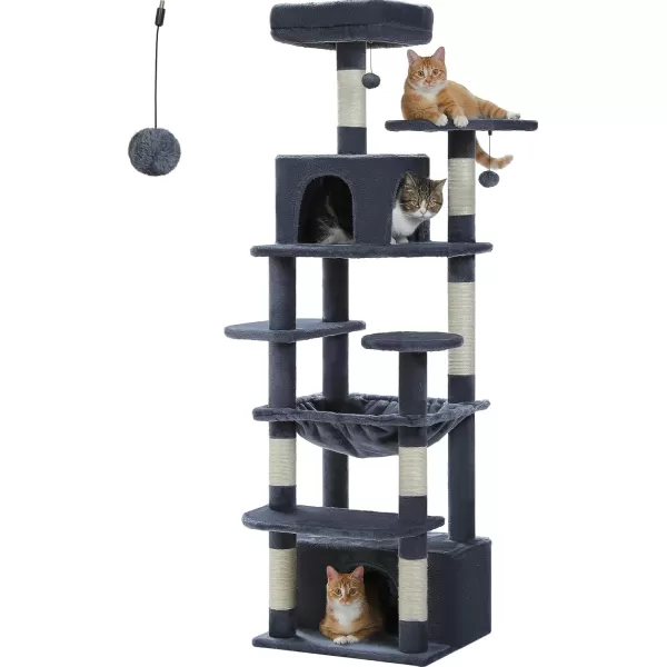 PAWZ Road Cat Tree 535 Inches Tall Cat Tower with Spacious Hammocks Condos and Scratching Posts Cat House with Dual Padded Perches for Indoor Large CatsBeigeDark Gray