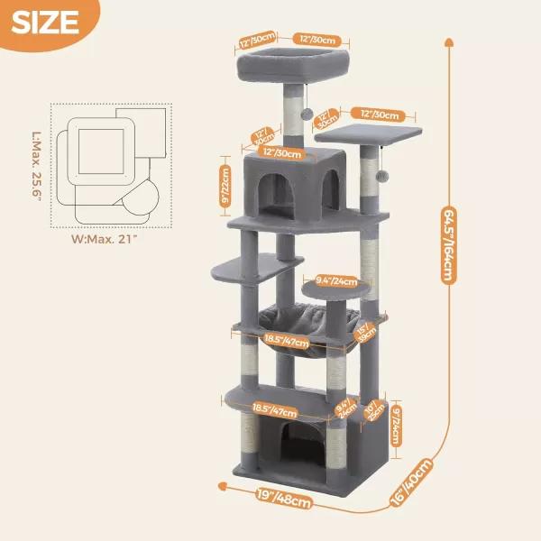 PAWZ Road Cat Tree 535 Inches Tall Cat Tower with Spacious Hammocks Condos and Scratching Posts Cat House with Dual Padded Perches for Indoor Large CatsBeigeGray