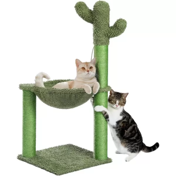 PAWZ Road Cactus Cat Tree 33 Inchs Cat Tower with Large Soft Hammock and Fully Wrapped Sisal Scratching Post for Indoor CatsOriginal