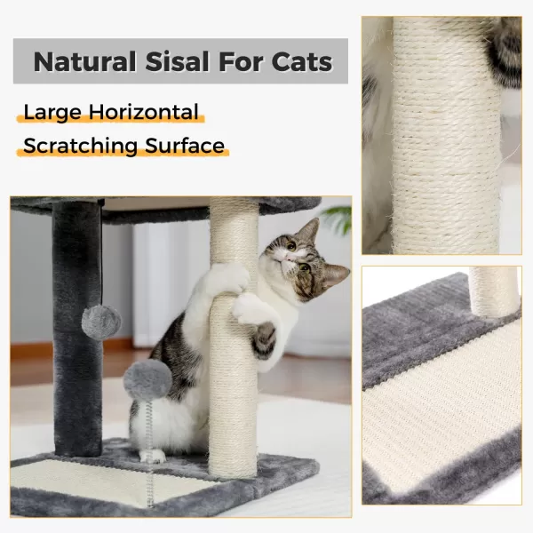 PAWZ Road Cat Scratching Post Bed Featuring with Soft Perch SisalCovered Scratch Posts and Pads with Play Ball Great for Kittens and CatsCat Post with Perch