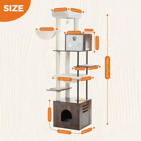 PAWZ Road Cat Tree 35 Inches Wooden Cat Tower with Double Condos Spacious Perch Fully Wrapped Scratching Sisal Posts and Replaceable Dangling BallsWalnutWooden Brown