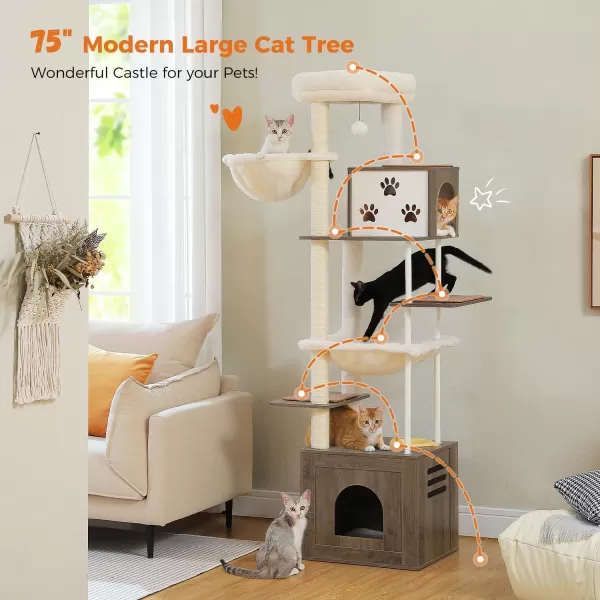 PAWZ Road Cat Tree 35 Inches Wooden Cat Tower with Double Condos Spacious Perch Fully Wrapped Scratching Sisal Posts and Replaceable Dangling BallsWalnutWooden Walnut