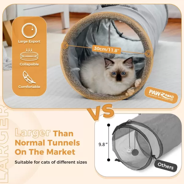 PAWZ Road Cat Tunnel 51 Inches Long Cat Toys Collapsible Tunnel 12 Inches in Diameter Large Cat Tube for Big CatRabbits and Puppy LargeSuede