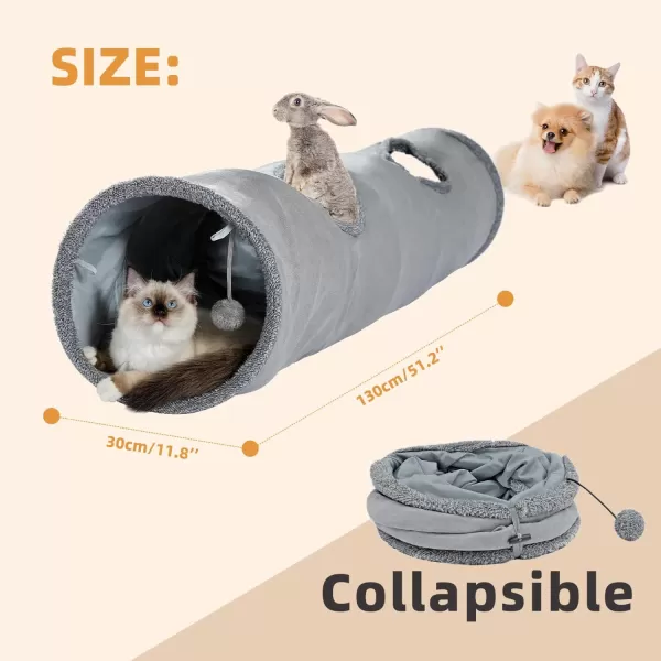 PAWZ Road Cat Tunnel 51 Inches Long Cat Toys Collapsible Tunnel 12 Inches in Diameter Large Cat Tube for Big CatRabbits and Puppy LargeSuede