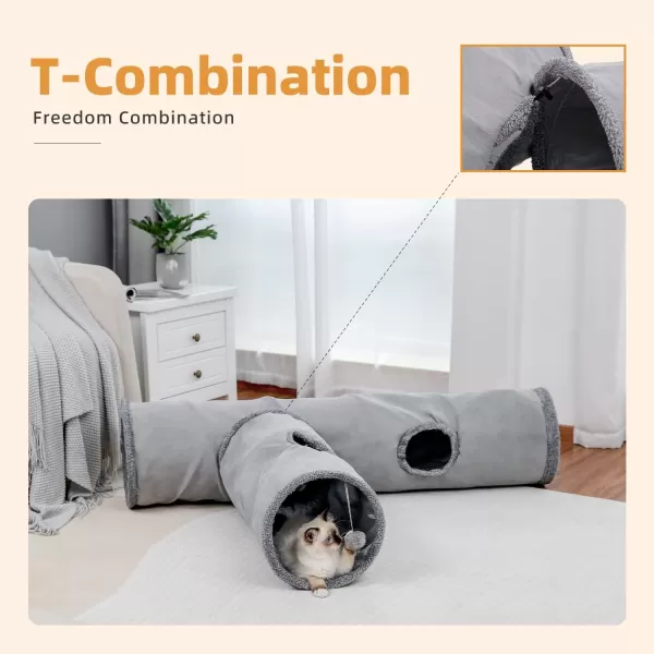 PAWZ Road Cat Tunnel 51 Inches Long Cat Toys Collapsible Tunnel 12 Inches in Diameter Large Cat Tube for Big CatRabbits and Puppy LargeSuede