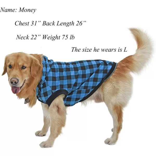 PAWZ Road Dog Coat Plaid Dog Sweater British Style Dog Vest Windproof Dog Jacket Dog Winter Clothes for Small Medium Large Dogs Red SmallBlue