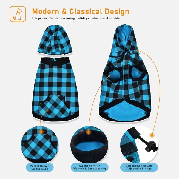 PAWZ Road Dog Coat Plaid Dog Sweater British Style Dog Vest Windproof Dog Jacket Dog Winter Clothes for Small Medium Large Dogs Red SmallBlue