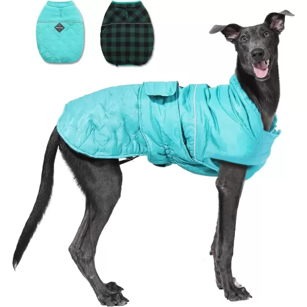 PAWZ Road Dog Winter Coat with 5 Layers Warm Material Reversible Dog Clothes with 2 Sides Dog Jacket Outdoor Water Repellent Light Beige Plaid XSGreen Plaid