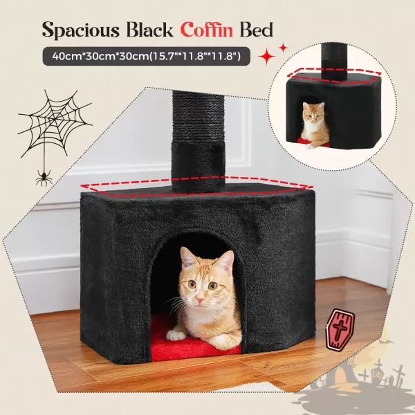 PAWZ Road Gothic Cat Tree Floor to Ceiling Cat Tower with Adjustable Height 868120 Inches 5 Tiers Black Cat Condo with Cozy Hammock Fully Scratching Posts and Dangling Balls for Indoor CatsBlack