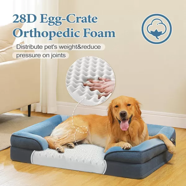 PAWZ Road Orthopedic Dog Bed Bolster Small Dog Bed for Small Dogs with Memory Foam2Layer Waterproof Cover and NonSlip Bottom for Small Medium and Large DogBlueSmallBlue