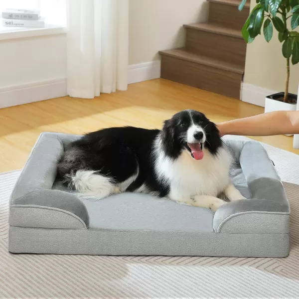 PAWZ Road Orthopedic Dog Bed Bolster Small Dog Bed for Small Dogs with Memory Foam2Layer Waterproof Cover and NonSlip Bottom for Small Medium and Large DogBlueSmallGray