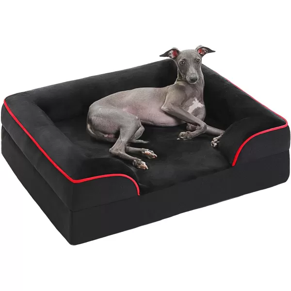 PAWZ Road Orthopedic Dog Bed Bolster Small Dog Bed for Small Dogs with Memory Foam2Layer Waterproof Cover and NonSlip Bottom for Small Medium and Large DogBlueSmallBlack