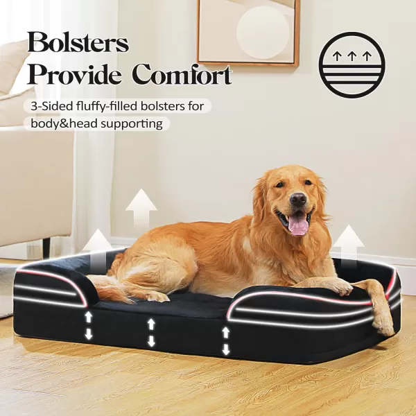 PAWZ Road Orthopedic Dog Bed Bolster Small Dog Bed for Small Dogs with Memory Foam2Layer Waterproof Cover and NonSlip Bottom for Small Medium and Large DogBlueSmallBlack