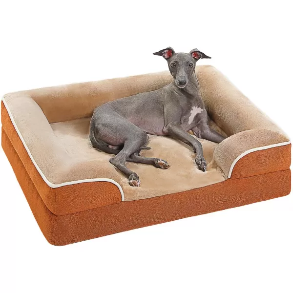 PAWZ Road Orthopedic Dog Bed Bolster Small Dog Bed for Small Dogs with Memory Foam2Layer Waterproof Cover and NonSlip Bottom for Small Medium and Large DogBlueSmallKhaki