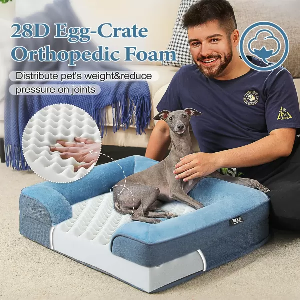 PAWZ Road Orthopedic Dog Bed Bolster Small Dog Bed for Small Dogs with Memory Foam2Layer Waterproof Cover and NonSlip Bottom for Small Medium and Large DogBlueSmallBlue