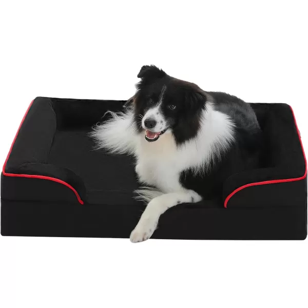 PAWZ Road Orthopedic Dog Bed Bolster Small Dog Bed for Small Dogs with Memory Foam2Layer Waterproof Cover and NonSlip Bottom for Small Medium and Large DogBlueSmallBlack