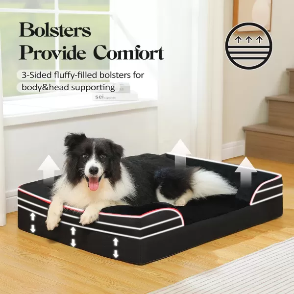 PAWZ Road Orthopedic Dog Bed Bolster Small Dog Bed for Small Dogs with Memory Foam2Layer Waterproof Cover and NonSlip Bottom for Small Medium and Large DogBlueSmallBlack