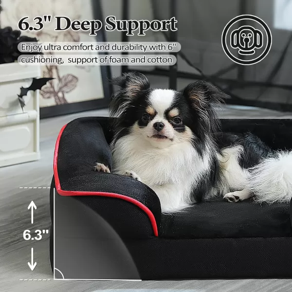 PAWZ Road Orthopedic Dog Bed Bolster Small Dog Bed for Small Dogs with Memory Foam2Layer Waterproof Cover and NonSlip Bottom for Small Medium and Large DogBlueSmallBlack