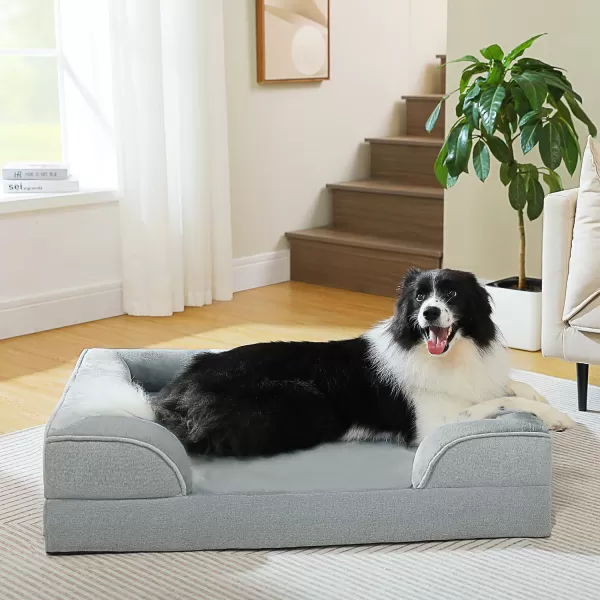 PAWZ Road Orthopedic Dog Bed Bolster Small Dog Bed for Small Dogs with Memory Foam2Layer Waterproof Cover and NonSlip Bottom for Small Medium and Large DogBlueSmallGray