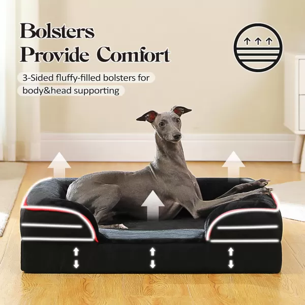 PAWZ Road Orthopedic Dog Bed Bolster Small Dog Bed for Small Dogs with Memory Foam2Layer Waterproof Cover and NonSlip Bottom for Small Medium and Large DogBlueSmallBlack