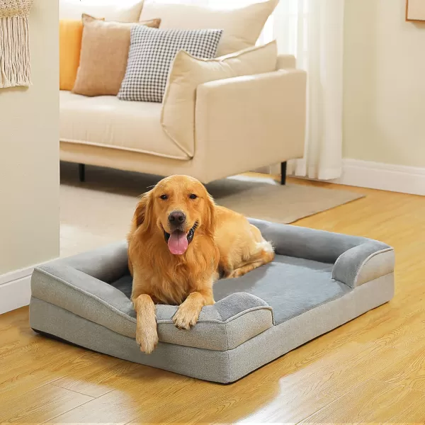 PAWZ Road Orthopedic Dog Bed Bolster Small Dog Bed for Small Dogs with Memory Foam2Layer Waterproof Cover and NonSlip Bottom for Small Medium and Large DogBlueSmallGray