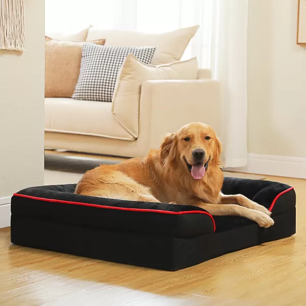 PAWZ Road Orthopedic Dog Bed Bolster Small Dog Bed for Small Dogs with Memory Foam2Layer Waterproof Cover and NonSlip Bottom for Small Medium and Large DogBlueSmallBlack