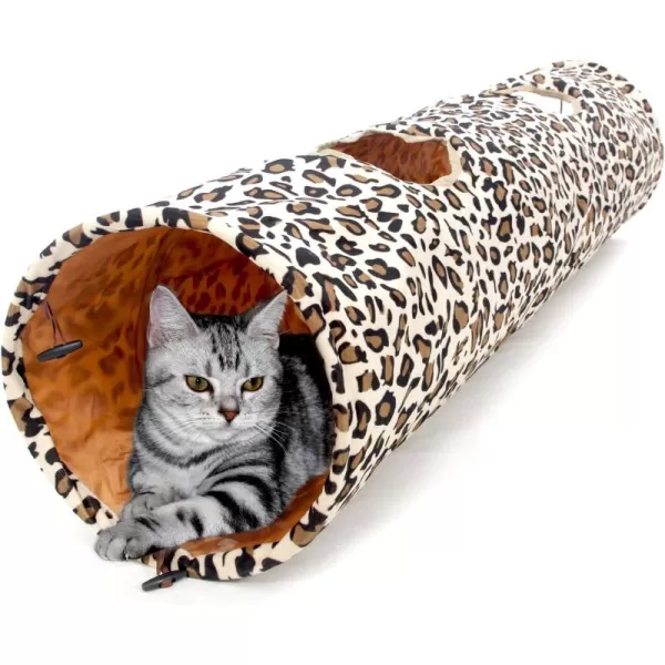 PAWZ Road Cat Tunnel 51 Inches Long Cat Toys Collapsible Tunnel 12 Inches in Diameter Large Cat Tube for Big CatRabbits and Puppy LargeLeopard