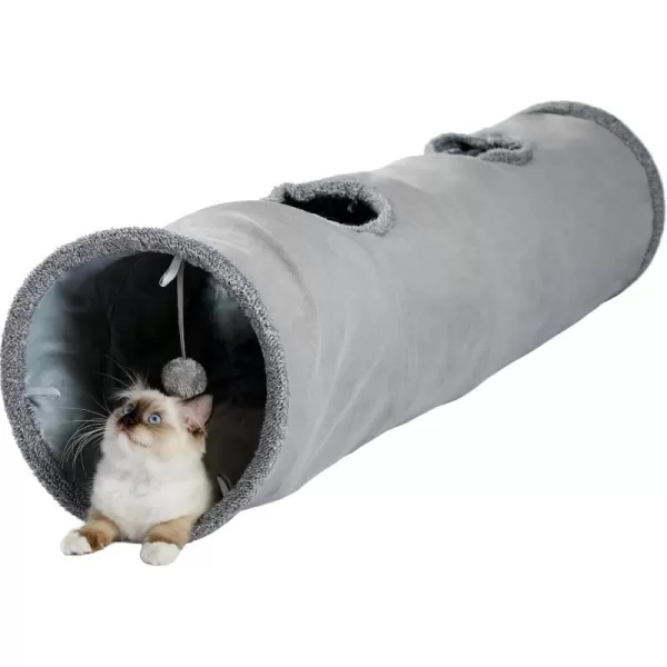 PAWZ Road Cat Tunnel 51 Inches Long Cat Toys Collapsible Tunnel 12 Inches in Diameter Large Cat Tube for Big CatRabbits and Puppy LargeSuede