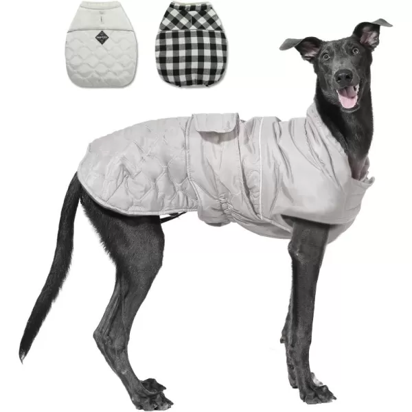 PAWZ Road Dog Winter Coat with 5 Layers Warm Material Reversible Dog Clothes with 2 Sides Dog Jacket Outdoor Water Repellent Light Beige Plaid XSBeige Plaid