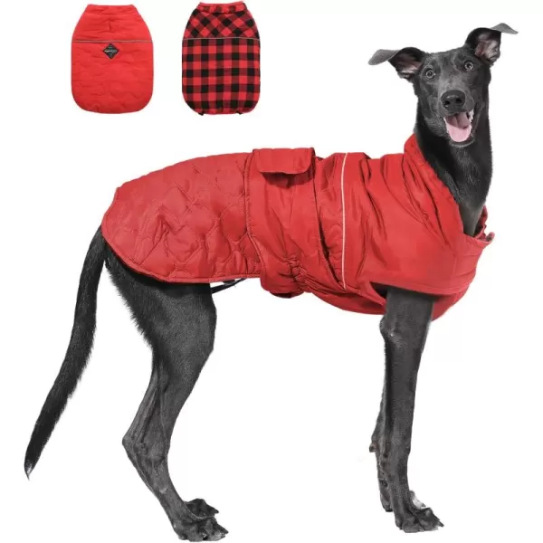 PAWZ Road Dog Winter Coat with 5 Layers Warm Material Reversible Dog Clothes with 2 Sides Dog Jacket Outdoor Water Repellent Light Beige Plaid XSRed Plaid