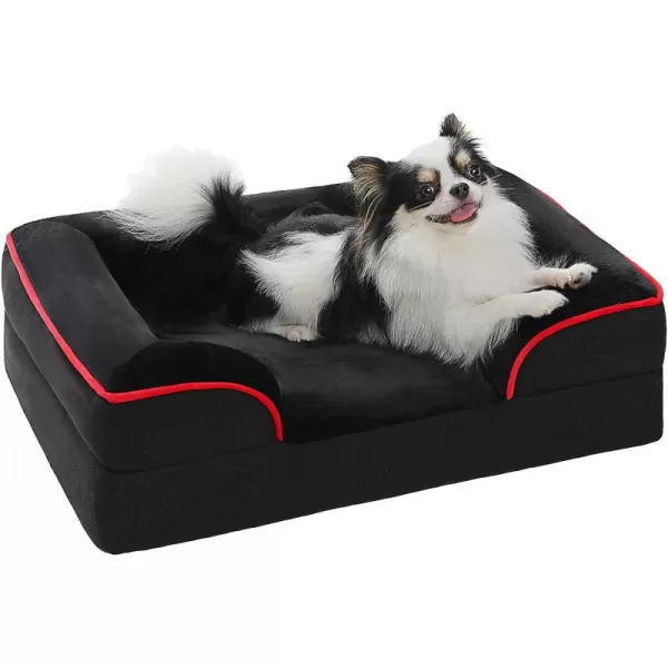 PAWZ Road Orthopedic Dog Bed Bolster Small Dog Bed for Small Dogs with Memory Foam2Layer Waterproof Cover and NonSlip Bottom for Small Medium and Large DogBlueSmallBlack