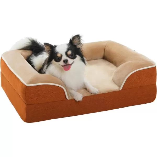 PAWZ Road Orthopedic Dog Bed Bolster Small Dog Bed for Small Dogs with Memory Foam2Layer Waterproof Cover and NonSlip Bottom for Small Medium and Large DogBlueSmallKhaki