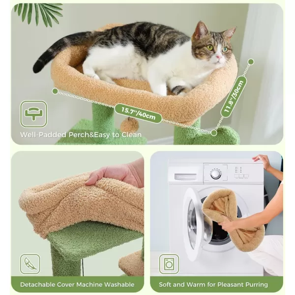 PAWZ Road Cactus Cat Tree 32 Inches Small Cat Tower with Sisal Covered Scratching Post Cozy Condo Plush Perches and Fluffy Balls for Indoor CatsCactus Green