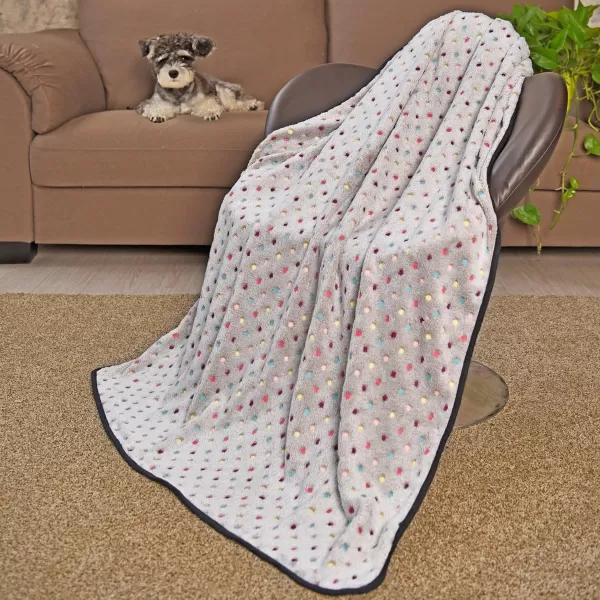 PAWZ Road Dog Blanket Soft Fleece Pet Blanket Washable Cat Blanket for Couch Blanket Beige MediumBeige