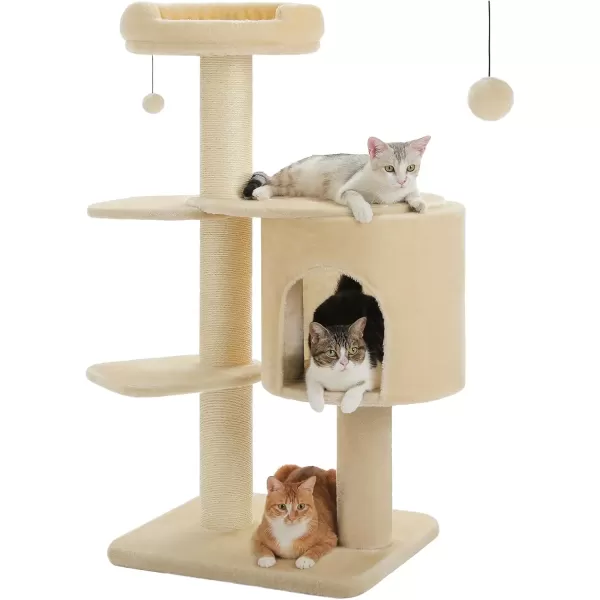 imagePAWZ Road Large Cat Tree 67 Inches Cat Tower for Indoor Cats with 13 Thick FullyWrapped Scratching Posts MultiLevel Cat Condo Super Large Perch ampamp Hammocks for Adult Cats 20 lbsPinkBeige