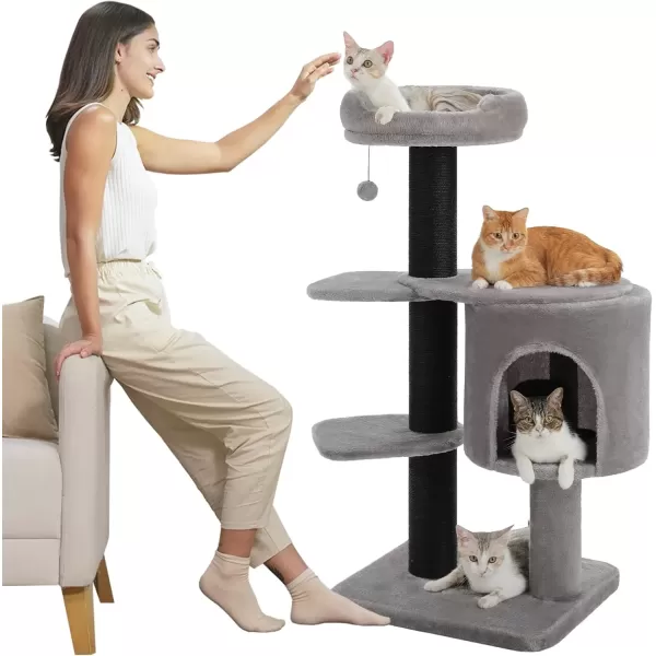 imagePAWZ Road Large Cat Tree 67 Inches Cat Tower for Indoor Cats with 13 Thick FullyWrapped Scratching Posts MultiLevel Cat Condo Super Large Perch ampamp Hammocks for Adult Cats 20 lbsPinkBlack