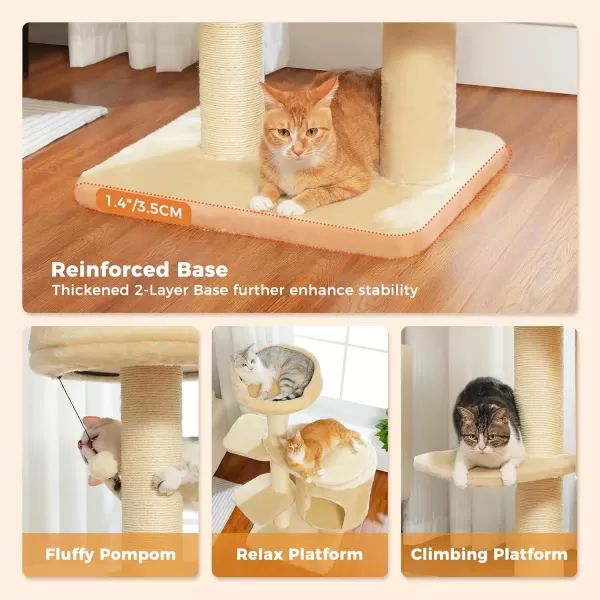 imagePAWZ Road Large Cat Tree 67 Inches Cat Tower for Indoor Cats with 13 Thick FullyWrapped Scratching Posts MultiLevel Cat Condo Super Large Perch ampamp Hammocks for Adult Cats 20 lbsPinkBeige