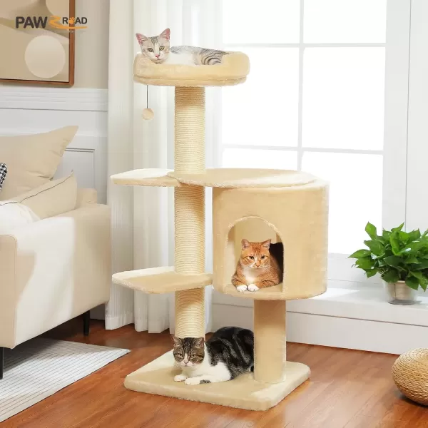 imagePAWZ Road Large Cat Tree 67 Inches Cat Tower for Indoor Cats with 13 Thick FullyWrapped Scratching Posts MultiLevel Cat Condo Super Large Perch ampamp Hammocks for Adult Cats 20 lbsPinkBeige