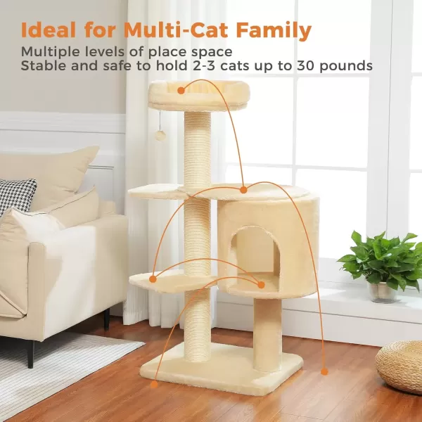 imagePAWZ Road Large Cat Tree 67 Inches Cat Tower for Indoor Cats with 13 Thick FullyWrapped Scratching Posts MultiLevel Cat Condo Super Large Perch ampamp Hammocks for Adult Cats 20 lbsPinkBeige