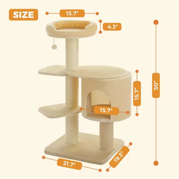 imagePAWZ Road Large Cat Tree 67 Inches Cat Tower for Indoor Cats with 13 Thick FullyWrapped Scratching Posts MultiLevel Cat Condo Super Large Perch ampamp Hammocks for Adult Cats 20 lbsPinkBeige