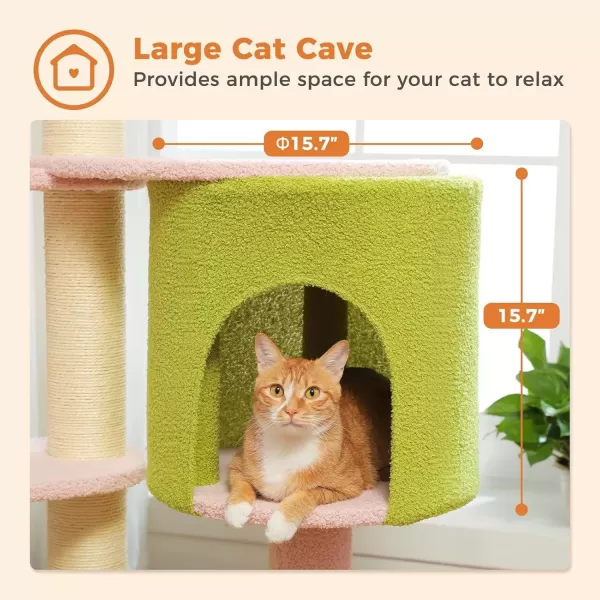 imagePAWZ Road Large Cat Tree 67 Inches Cat Tower for Indoor Cats with 13 Thick FullyWrapped Scratching Posts MultiLevel Cat Condo Super Large Perch ampamp Hammocks for Adult Cats 20 lbsPinkPink